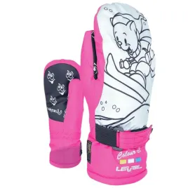 rekawice-narciarskie-level-pop-art-zimowe-dzieciece-do-kolorowania-rozowe