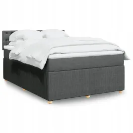 vidaxl-lozko-kontynentalne-z-materacem-ciemnoszara-tkanina-160x200-cm