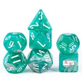 zestaw-7-kosci-zielone-bialy-nadruk-d4-20-k20-rpg-dandd-mtg-baldur-s-gate-3