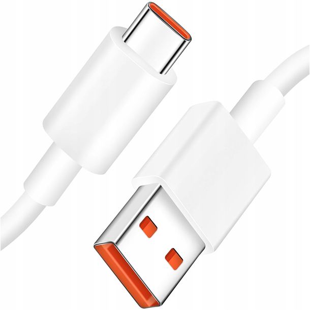 ﻿SUPER SZYBKI ORYGINALNY KABEL XIAOMI 120W USB TYP-C 6A 1M BIAŁY