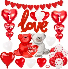 dekoracje-walentynkowe-romantyczne-napis-love-serca-misie-balony