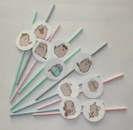 10x-papierowe-slomki-pastelowe-szary-kot-pusheen-puszim-kotki-dla-dzieci