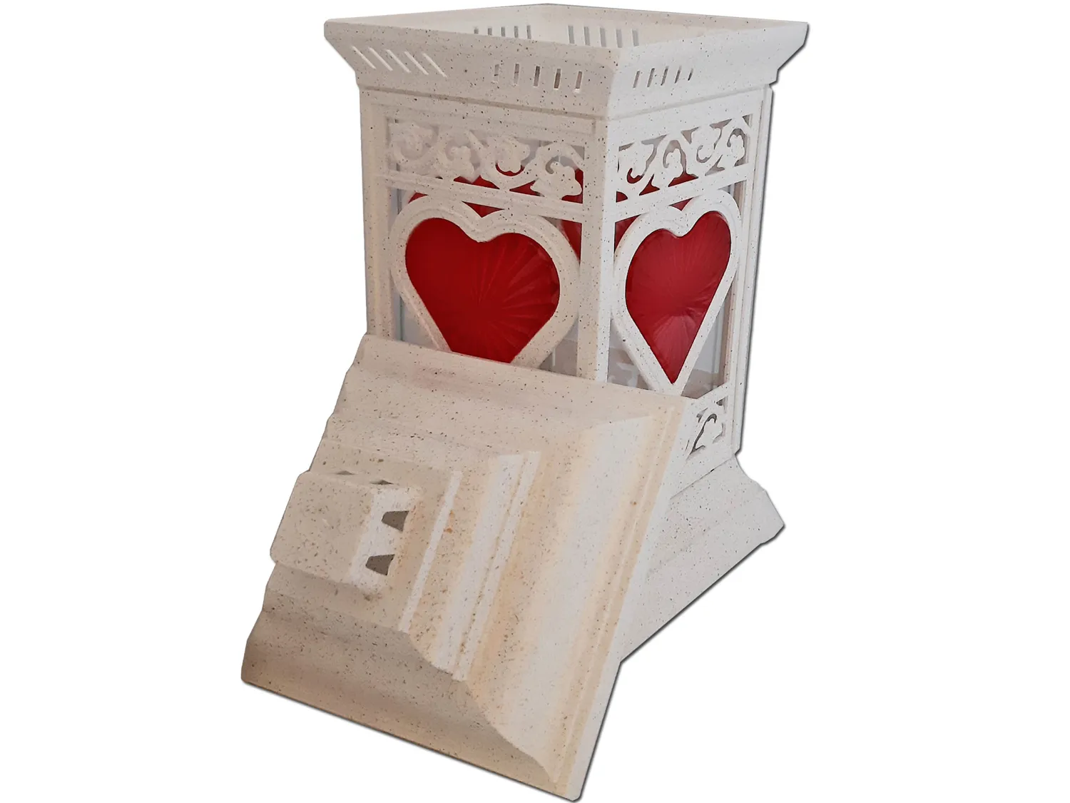 ZNICZ ZNICZE LAMPION NA GRÓB KATEDRA SERCE BIAŁO-ZŁOTY