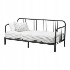 ikea-fyresdal-czarny-lezanka-2-biale-materace