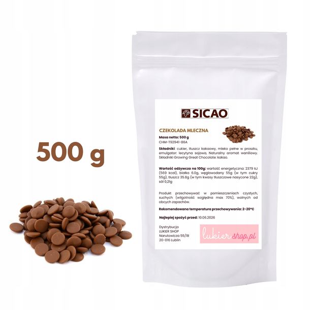 Czekolada mleczna - belgijska - do fontann fondue - SICAO - 500 g - 0,5 kg