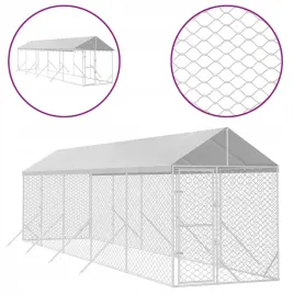 kojec-dla-psa-z-dachem-srebrny-2x10x25m-stal-galwanizowana