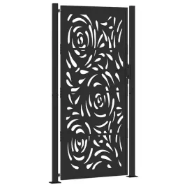 brama-ogrodowa-czarna-105x205-cm-stalowy-wzor-pl