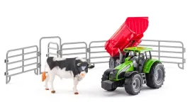 traktor-z-przyczepa-z-bykiem-i-zagroda