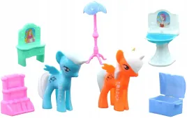 mebelki-2-kucyki-koniki-domek-dla-lalek-figurki