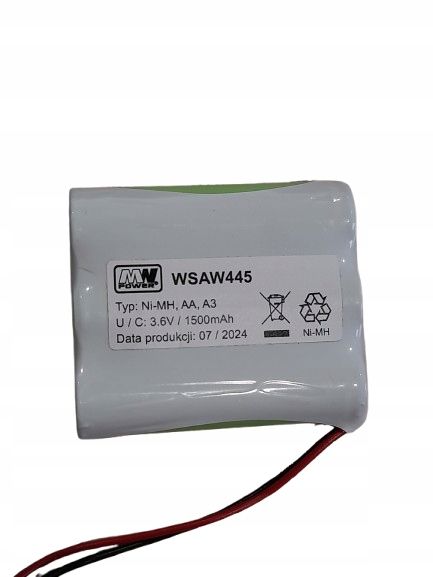 ﻿Akumulator NiMH 1500AAHT 3B6 3,6V 1500 mAh układ płaski z wtykiem