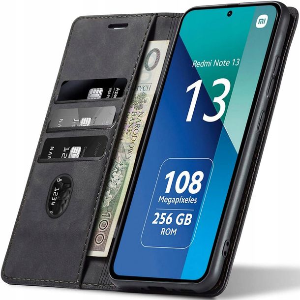 ﻿ETUI SKÓRZANE MAGNETYCZNE SHEEP SKIN DO XIAOMI REDMI NOTE 13 4G +SZKŁO