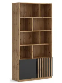 regal-z-polkami-kosmo-90-cm-lamele-dab-wotan-czarny
