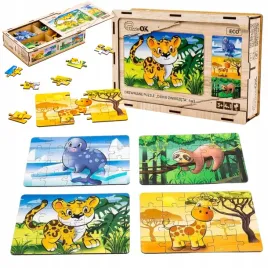 drewniane-puzzle-4w1-dzikie-zwierzeta-ukladanka-zestaw-zyrafa-leniwiec