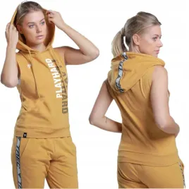 bluza-damska-sportowa-bezrekawnik-kaptur-silownia-trec-wear-stripe-beige-s