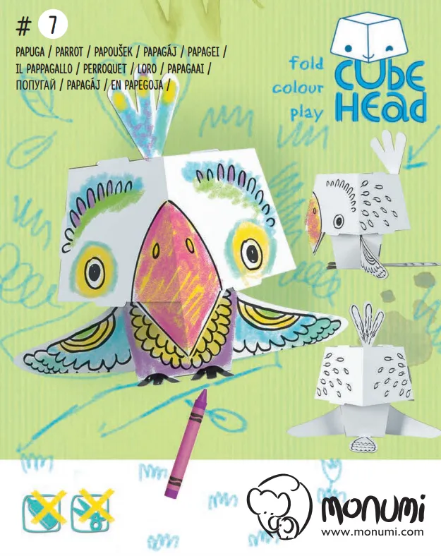 papuga-cube-head-zloz-i-pokoloruj-stan-nowy