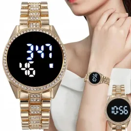 zloty-zegarek-damski-led-cyrkonie-kwarcowy-bransoleta-zloty-na-walentynki