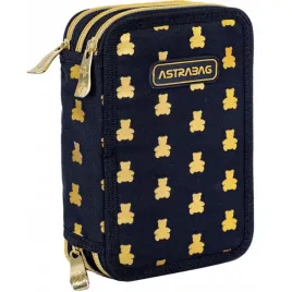 piornik-potrojny-z-wyposazeniem-czarny-zlote-misie-golden-teddy