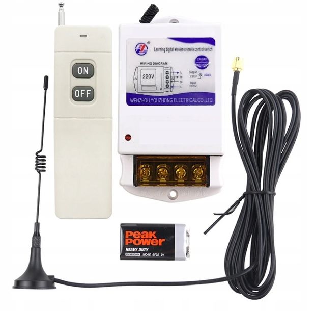 ﻿WŁĄCZNIK RADIOWY 220V ZDALNE STEROWANIE 1x1000W 5K