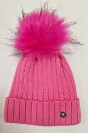 dziecieca-czapka-zimowa-z-pomponem-kwiatek-rozowa