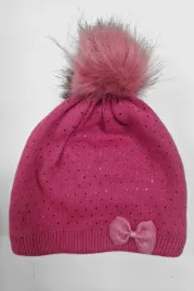 dziewczeca-czapka-z-cekinami-i-pomponem-rozowa