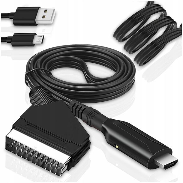 ﻿KABEL ADAPTER KONWERTER z EURO HDMI do SCART 1080p PRZEJŚCIÓWKA TELEWIZOR