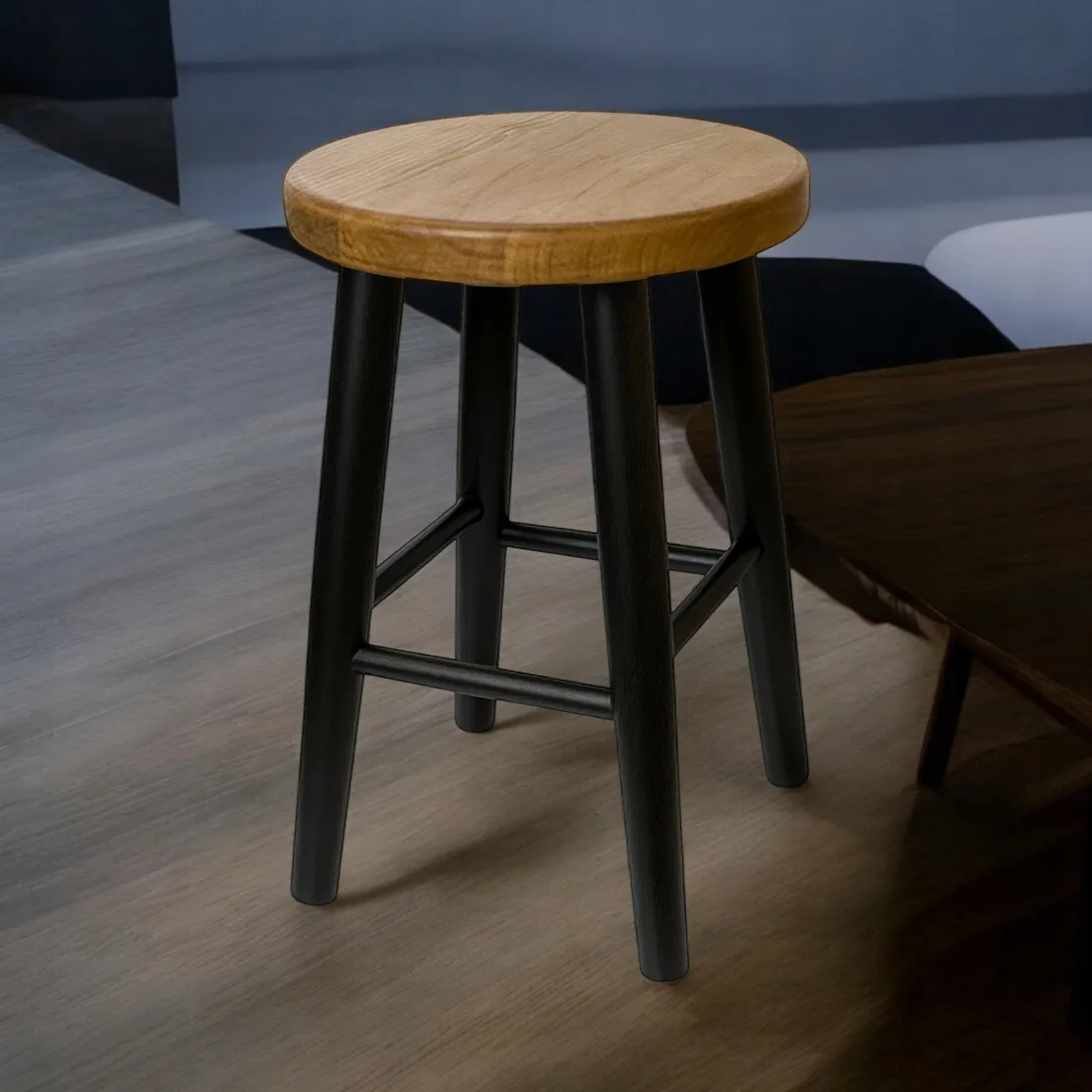 czarny-bukowy-drewniany-taboret-loft-rustykalny-okragly-klasyczny-wzor