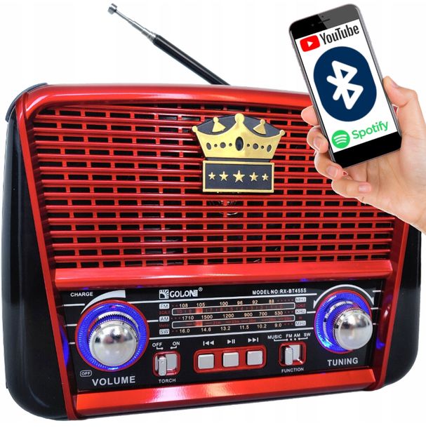 ﻿RADIO RETRO PRZAENOŚNE KUCHENNE SOLAR BLUETOOTH AKUMULATOR USB