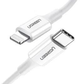 ugreen-kabel-przewod-mfi-usb-typ-c-lightning-20w-3a-0-25-m-bialy-us171