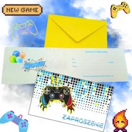 zaproszenia-na-urodziny-dla-dzieci-game-play-gra-koperty-gratis-10-sztuk