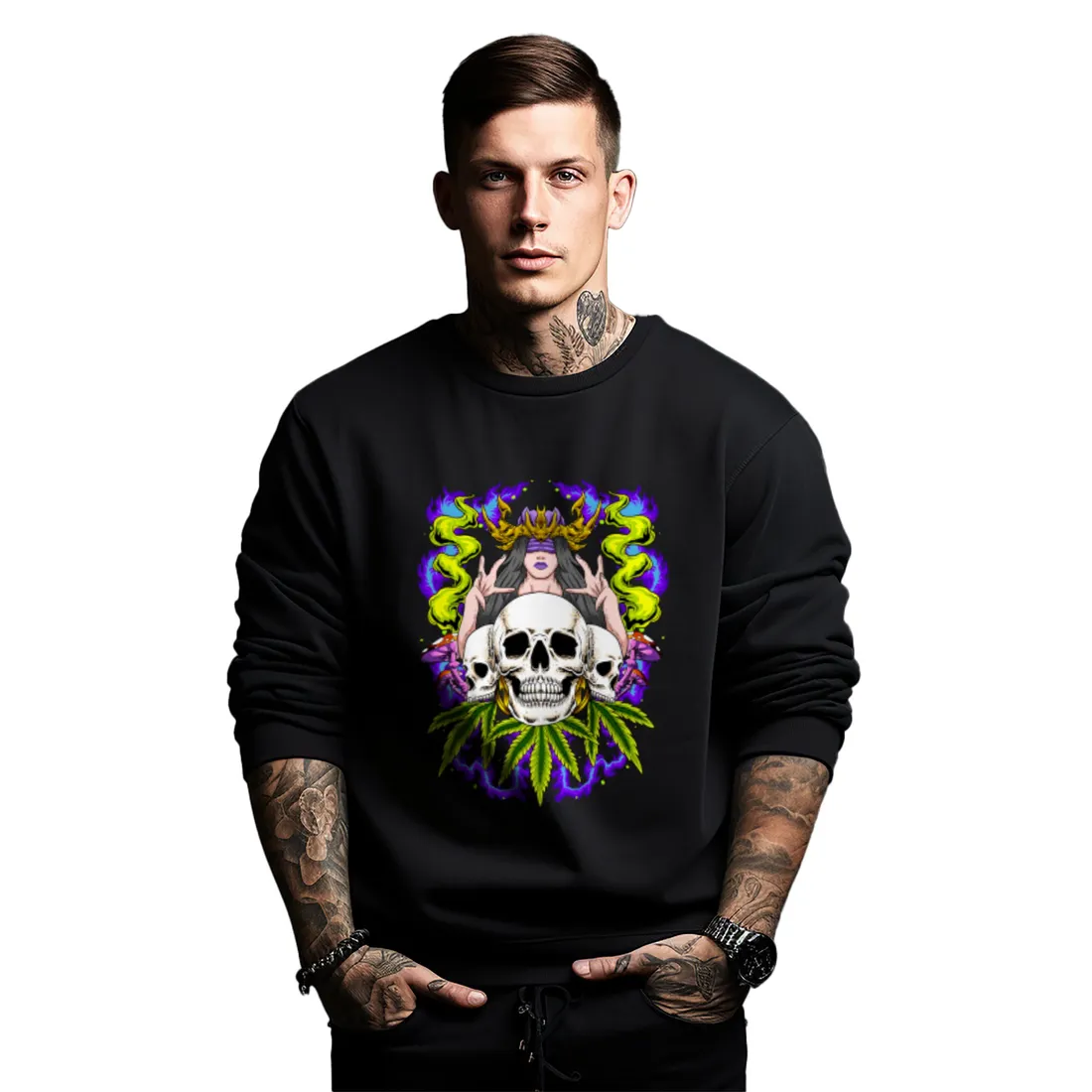 bluza-czarna-meska-nadruk-witch-with-skulls-art-stan-nowy