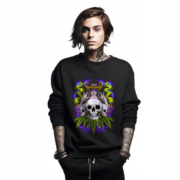 bluza-czarna-meska-nadruk-witch-with-skulls-art-marka-bez-marki
