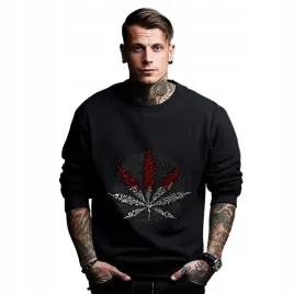 bluza-czarna-meska-nadruk-psychedelic-cannabis-art