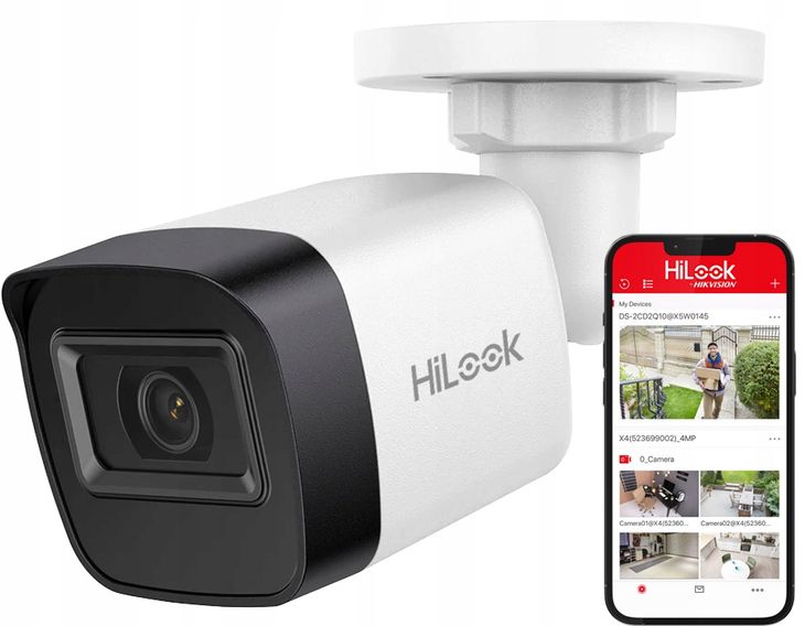 Kamera IP 4MPx tubowa HiLook Hikvision PoE IPC-B141H-C 2.8mm IR20 Aplikacja
