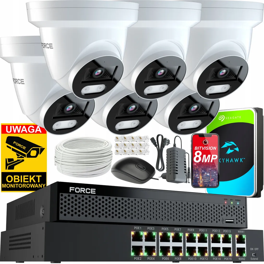 force-zestaw-monitoringu-6x-kamera-ip-8mpx-4k-dysk-1tb-switch-poe-16ch