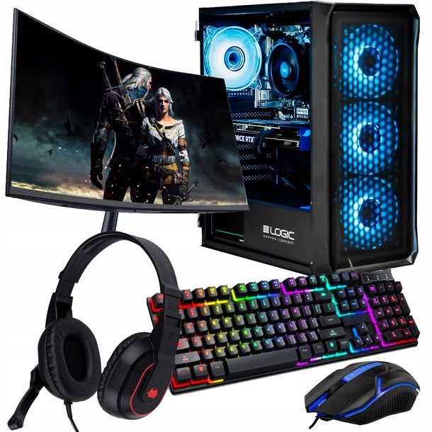 Komputer Gamingowy Zestaw Ryzen 7 RTX 5060 Ti 32GB/1TB Windows Monitor WiFi