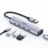 ugreen-adapter-3-usb-eth-usb-typ-c-pd-szary-do-laptopa-komputera-stan-nowy