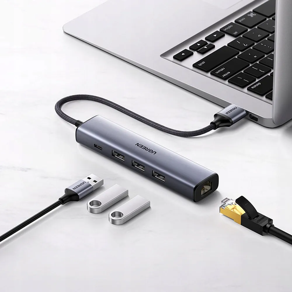 ugreen-adapter-3-usb-eth-usb-typ-c-pd-szary-do-laptopa-komputera