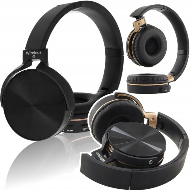 SŁUCHAWKI NAUSZNE BEZPRZEWODOWE BLUETOOTH LEKKIE MP3 RADIO SKŁADANE GAMING