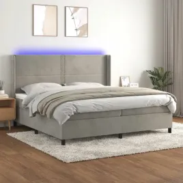 vidaxl-lozko-kontynentalne-z-materacem-i-led-szare-200x200cm-aksamit