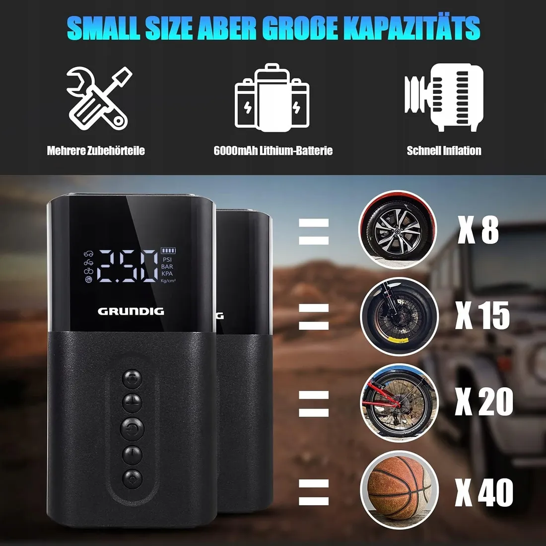 grundig-elektryczna-sprezarkar-z-akumulatorem-litowym-6000-mah-stan-nowy