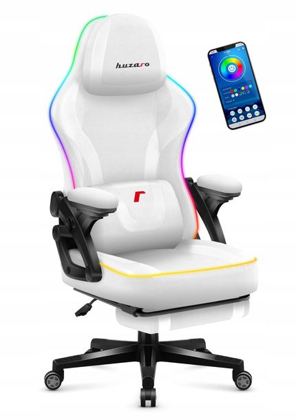 FOTEL GAMINGOWY OBROTOWY KOMPUTEROWY KRZESŁO DLA GRCZA Huzaro RGB Smart