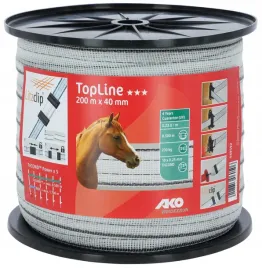 tasma-ogrodzeniowa-top-line-plus-tricond-200m-x-40-mm-bialo-czarna-ako