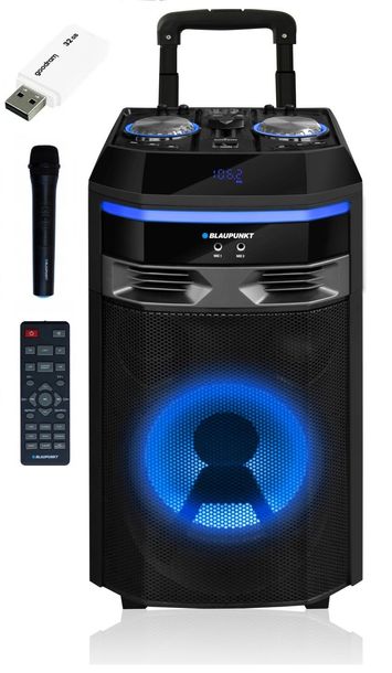 KOLUMNA AKTYWNA BLAUPUNKT PS6 KARAOKE MIKROFON BT USB LED + PILOT PENDRIVE