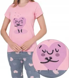 pizama-damska-3-4-spodnie-krotki-rekaw-walentynki-xl