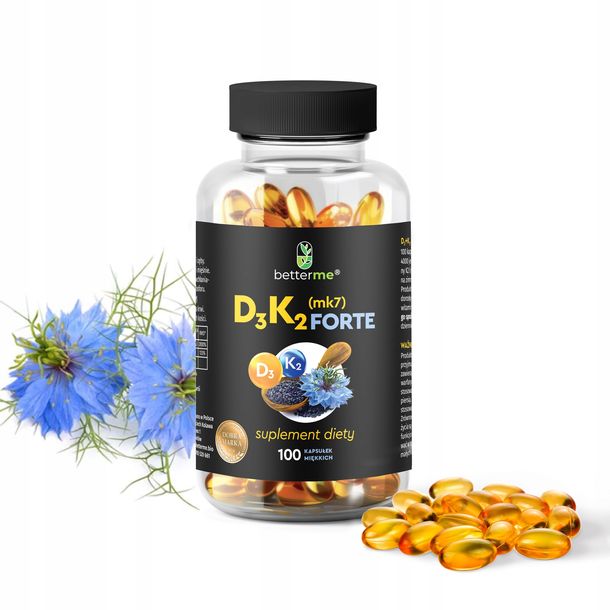 ﻿D3+K2 MK7 Forte BetterMe olej z czarnuszki - Mocne Kości Odporność Krążenie