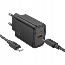 hoco-ladowarka-sieciowa-usb-c-kabel-usb-c-pd-qc-20w-n60-czarna