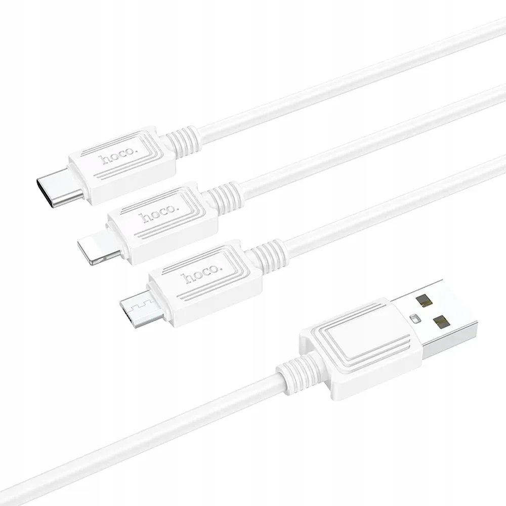 hoco-kabel-3w1-usb-apple-lightning-microusb-usb-c-typ-c-2a-1m-bialy
