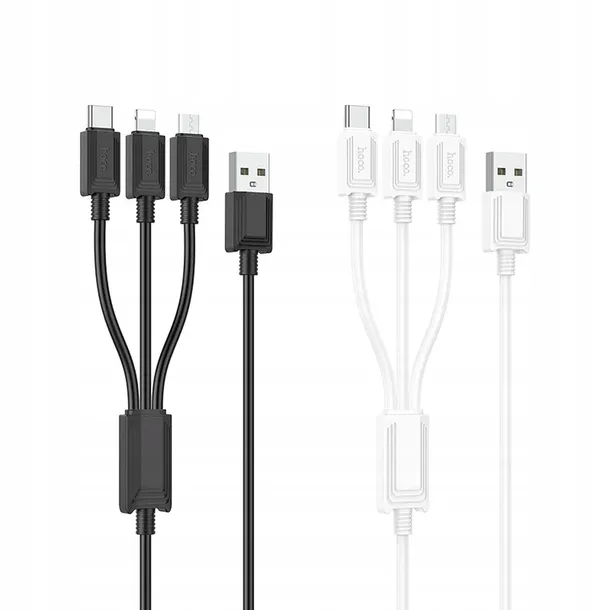 hoco-kabel-3w1-usb-a-do-lightning-micro-usb-typ-c-2a-x74-1-m-bialy-kolor-bialy