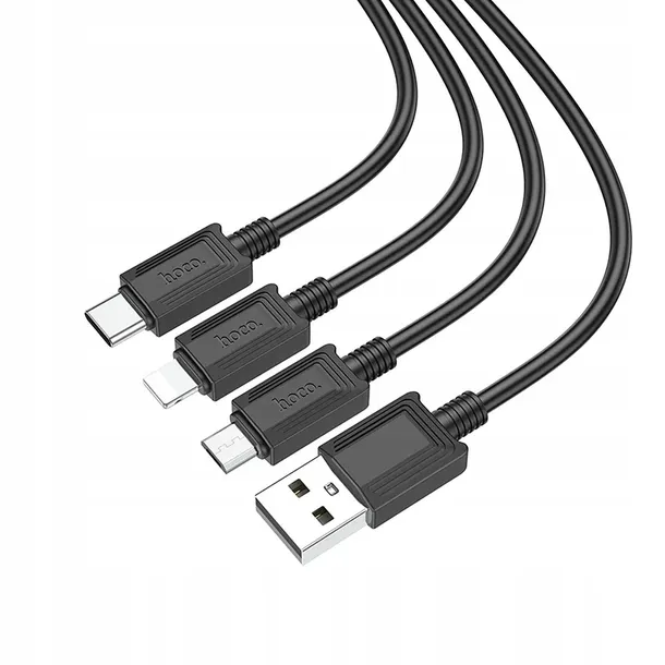hoco-kabel-3w1-usb-do-lightning-micro-usb-usb-c-2a-x74-1m-czarny-kolor-czarny