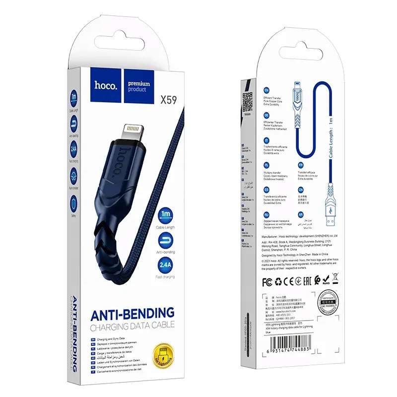 hoco-kabel-usb-do-apple-lightning-24a-x59-1m-niebieski